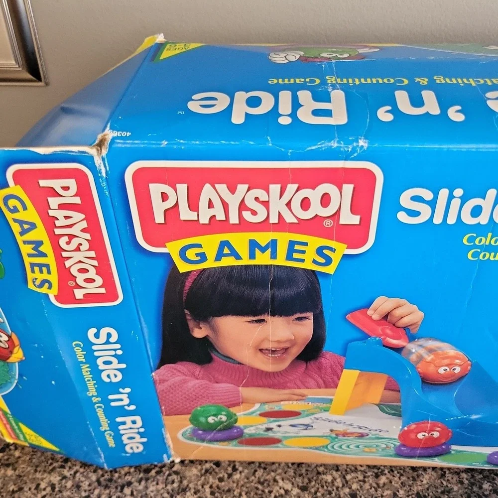 Vintage Playskool Slide 'N Ride Complete Preschool Board Game Color Counting